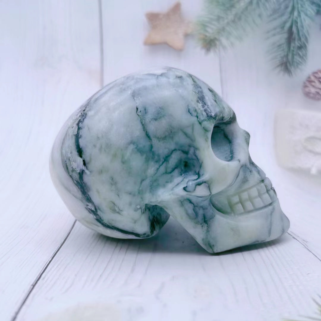 moss agate skull*1-Meowcrystal