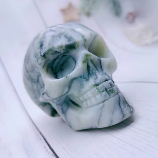 moss agate skull*1-Meowcrystal